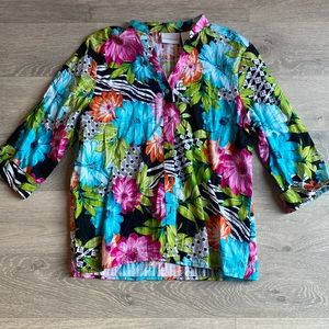 Alfred Dunner brightly colored button up blouse size 16